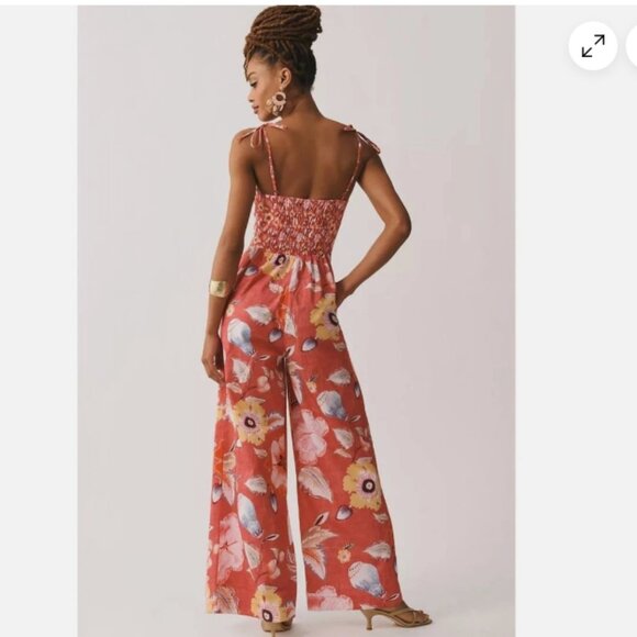 NWOT | Anthropologie Ranna Gill Wide-Leg Floral Jumpsuit Pockets! - Picture 1 of 4